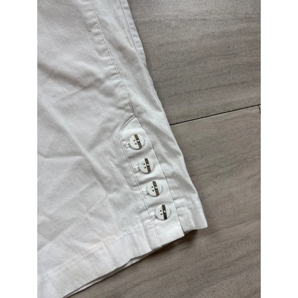 Jamie Sadock Womens White Capri Golf Pants Size 18 Stretch Cropped Button Hem